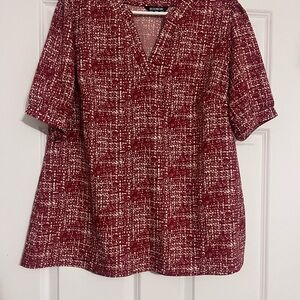 BloomChic Womens 10 Red White Tunic Top